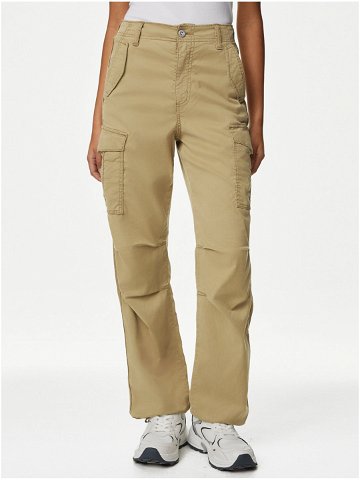 Béžové dámské kapsáčové kalhoty Marks & Spencer