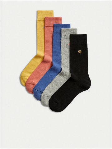 Sada pěti párů barevných pánských ponožek s výšivkou Marks & Spencer