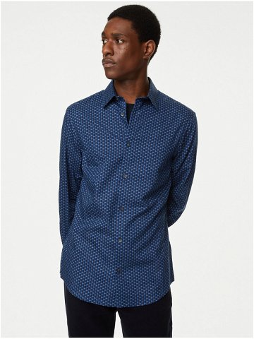 Tmavě modrá pánská vzorovaná košile Marks & Spencer