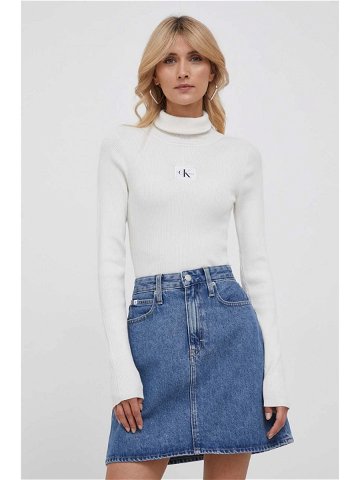 Svetr Calvin Klein Jeans dámský béžová barva s golfem