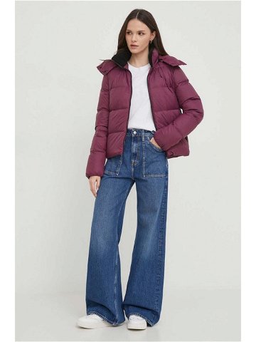 Péřová bunda Calvin Klein Jeans dámská červená barva zimní