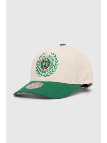 Bavlněná baseballová čepice Mitchell & Ness Boston Celtics bílá barva s aplikací
