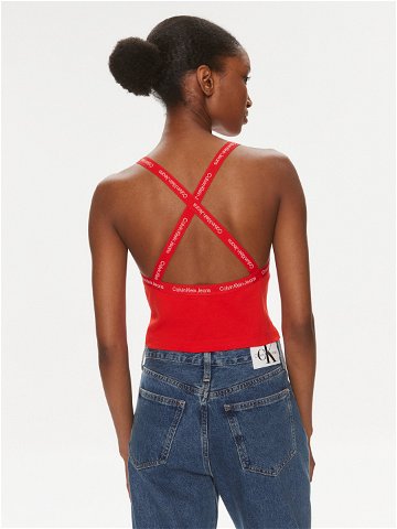 Calvin Klein Jeans Top Logo J20J223110 Červená Slim Fit