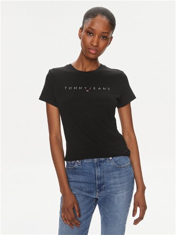 Tommy Jeans T-Shirt Tonal Linear DW0DW17827 Černá Slim Fit