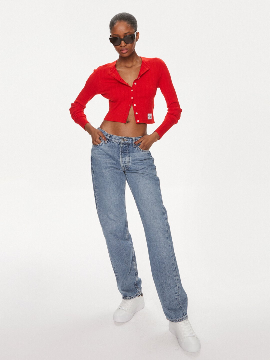 Calvin Klein Jeans Kardigan J20J223149 Červená Slim Fit