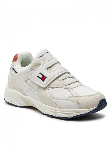 Tommy Hilfiger Sneakersy Low Cut Lace-Up Velcro Sneaker T1B9-33386-1729 S Bílá