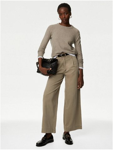 Světle hnědé dámské široké kalhoty Marks & Spencer