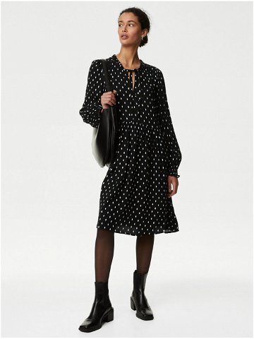 Černé dámské puntíkované volné mini šaty Marks & Spencer