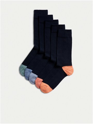 Sada pěti párů pánských ponožek Cool & Fresh ve tmavě modré barvě Marks & Spencer