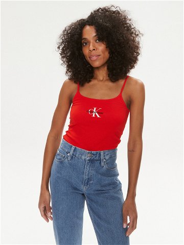 Calvin Klein Jeans Top Monologo J20J223105 Červená Slim Fit