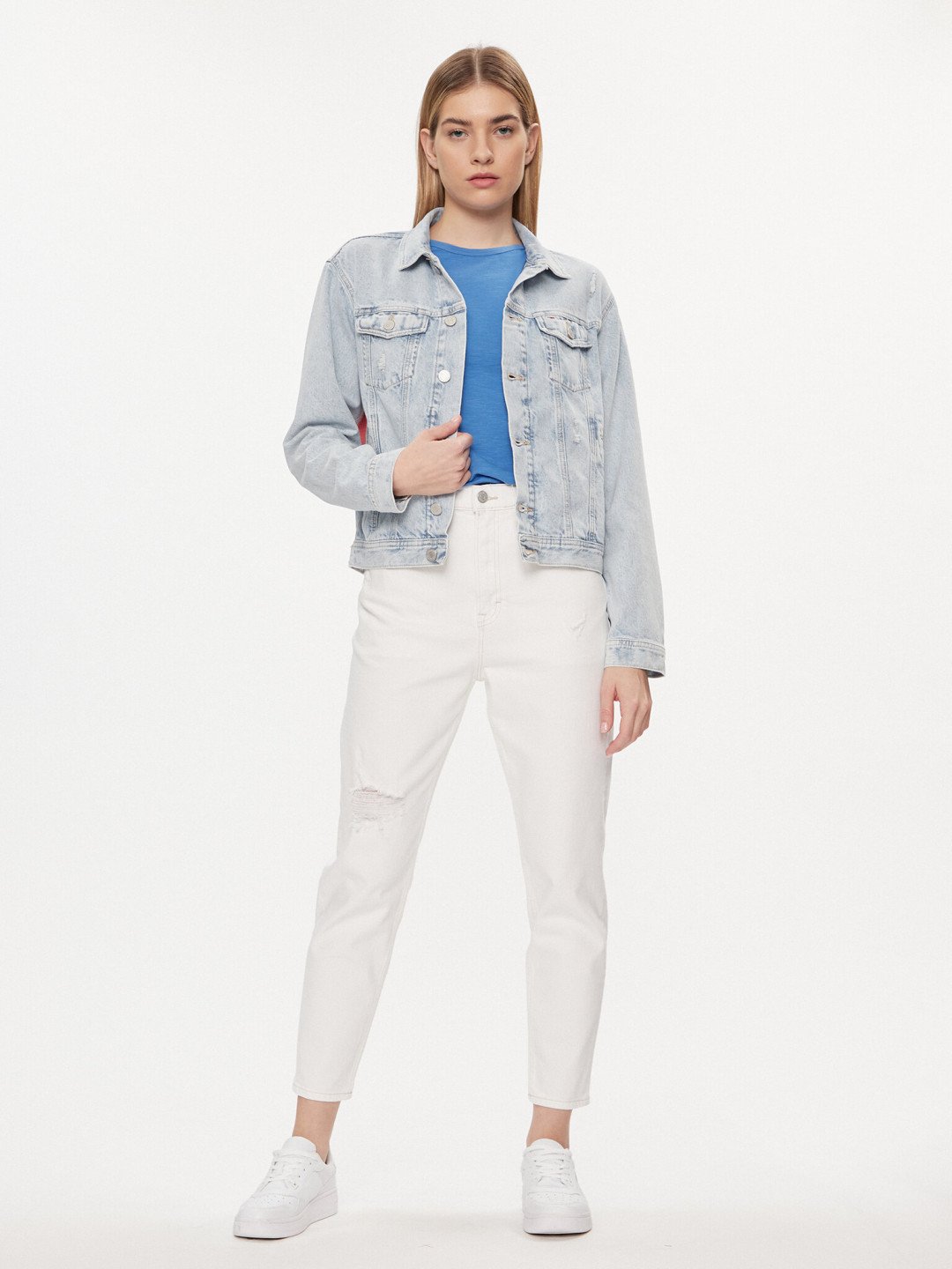 Tommy Jeans Jeansová bunda Flag DW0DW18331 Modrá Regular Fit
