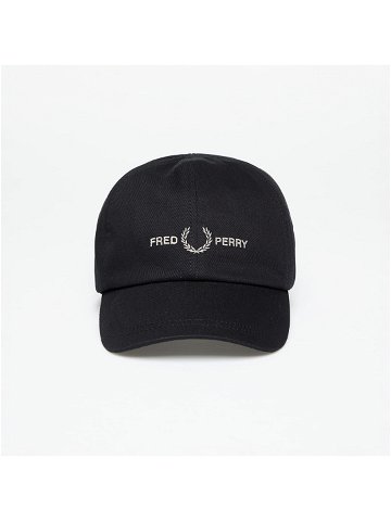 FRED PERRY Graphic Branded Twill Cap Black Warm Grey