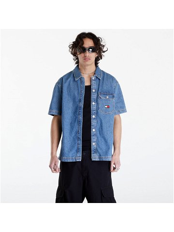 Tommy Jeans Denim Short Sleeve Overshirt Mid Indigo