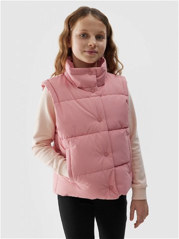 Dívčí péřová vesta s výplní ze syntetického peří – lososová