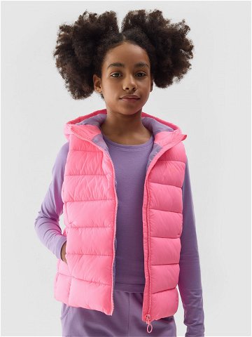 Dívčí péřová vesta s výplní ze syntetického peří – růžová
