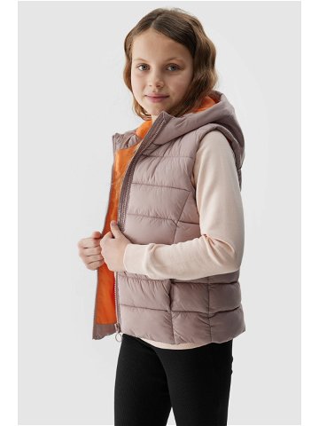 Dívčí péřová vesta s výplní ze syntetického peří – béžová