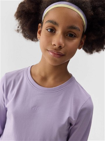 Dívčí hladké tričko regular s dlouhými rukávy – fialové