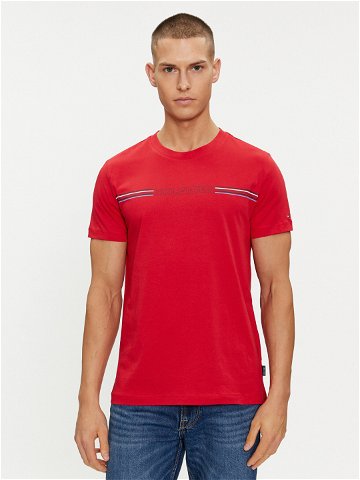 Tommy Hilfiger T-Shirt Stripe Chest MW0MW34428 Červená Regular Fit