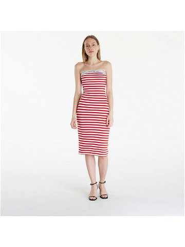 Tommy Jeans Logo Tape Stripe Knee Lenght Tube Dress Red