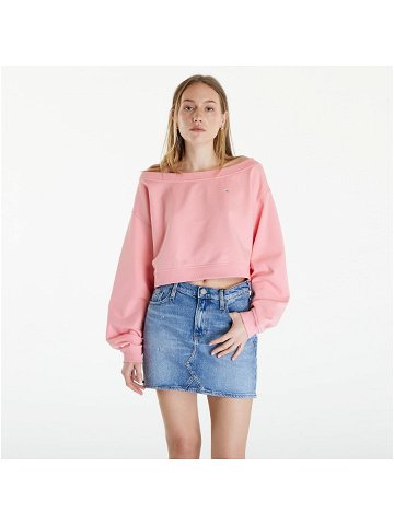 Tommy Jeans Cropped Off Shoulder Sweatshirt Pink
