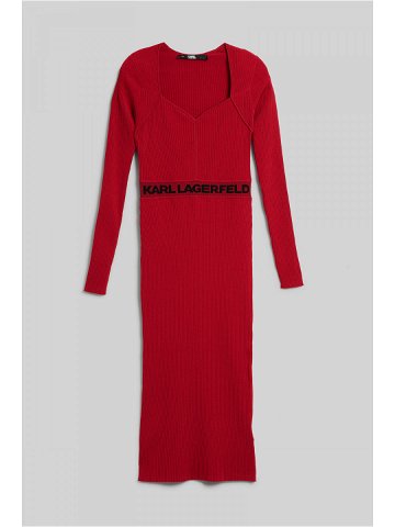 Šaty karl lagerfeld lslv logo knit dress červená l