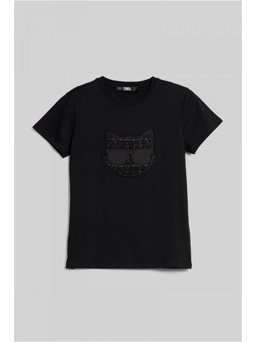 Tričko karl lagerfeld boucle choupette t-shirt černá xs
