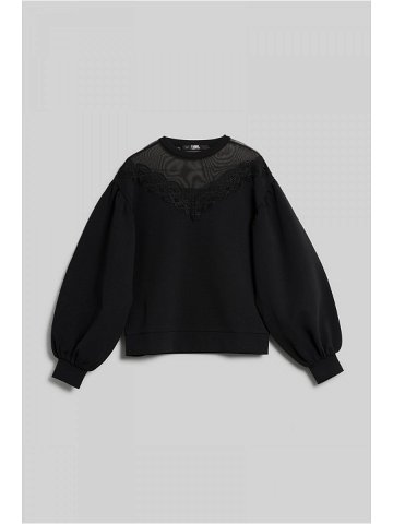 Mikina karl lagerfeld fan lace sweatshirt černá xs