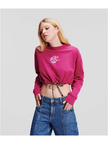 Mikina karl lagerfeld jeans klj relaxed cropped sweat růžová l