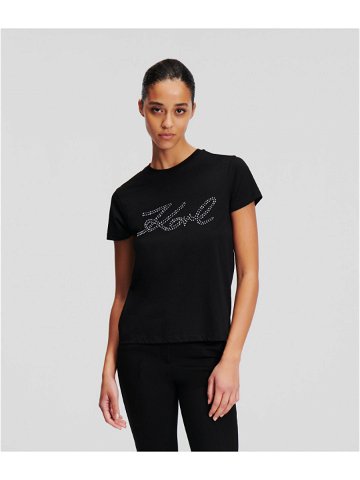 Tričko karl lagerfeld rhinestone logo t-shirt černá l