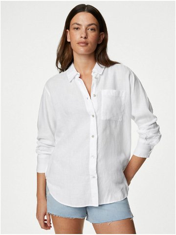 Bílá dámská lněná košile Marks & Spencer