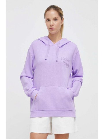 Bavlněná mikina Colourwear dámská fialová barva s kapucí hladká