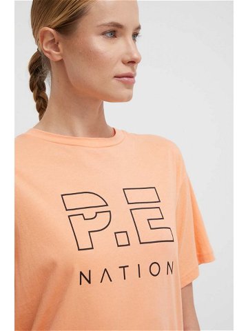 Bavlněné tričko P E Nation oranžová barva