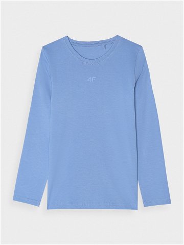 Dívčí hladké tričko regular s dlouhými rukávy – tmavě modré