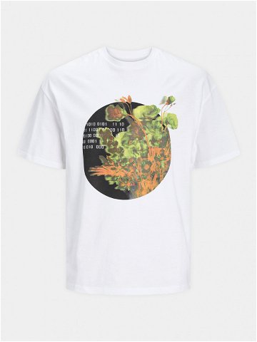 Jack & Jones T-Shirt Floral 12253401 Bílá Wide Fit