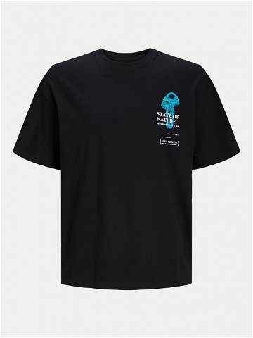 Jack & Jones T-Shirt Floral 12253401 Černá Wide Fit