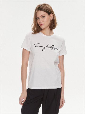 Tommy Hilfiger T-Shirt Signature WW0WW41674 Bílá Regular Fit