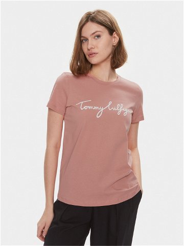 Tommy Hilfiger T-Shirt Signature WW0WW41674 Růžová Regular Fit