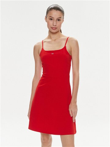 Tommy Jeans Letní šaty Essential DW0DW17988 Červená Slim Fit