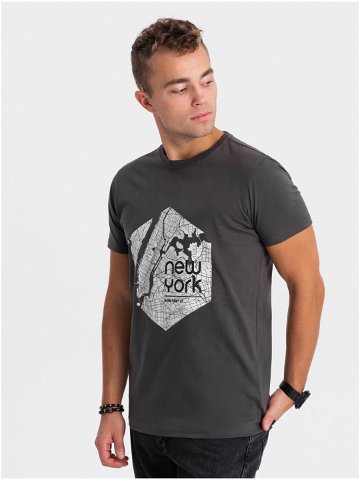 Tmavě šedé pánské tričko Ombre Clothing