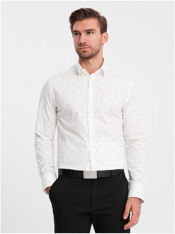 Bílá pánská vzorovaná košile Ombre Clothing