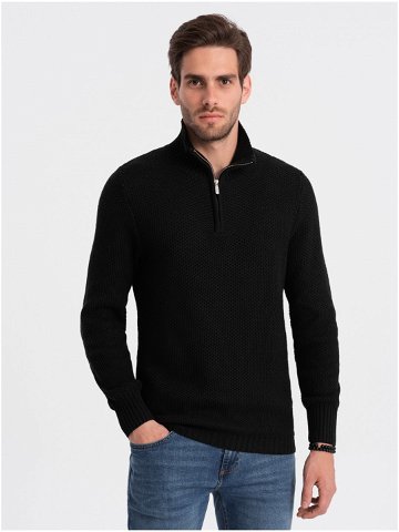 Černý pánský svetr s límcem Ombre Clothing