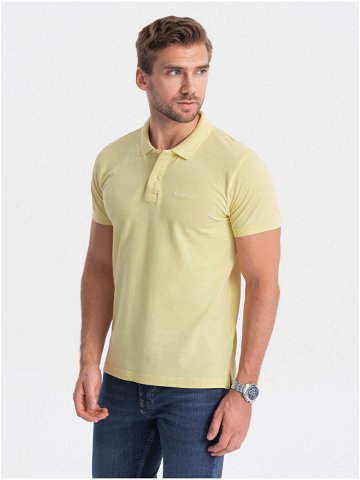 Světle žluté pánské polo tričko Ombre Clothing