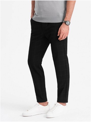 Černé pánské kostkované kalhoty Ombre Clothing