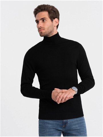 Černý pánský basic svetr s rolákem Ombre Clothing