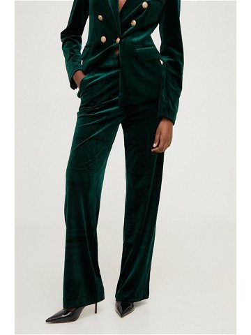 Kalhoty Answear Lab dámské zelená barva jednoduché high waist