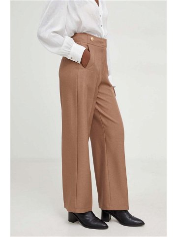 Kalhoty Answear Lab dámské hnědá barva široké high waist
