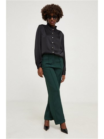Kalhoty Answear Lab dámské zelená barva jednoduché high waist