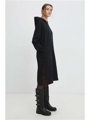 Mikina Answear Lab dámská černá barva s kapucí hladká
