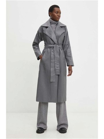 Kabát Answear Lab dámský šedá barva přechodný