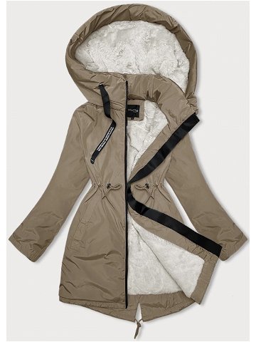Dámská zimní bunda ve velbloudí barvě s kapucí Glakate H-3832 Béžová XL 42